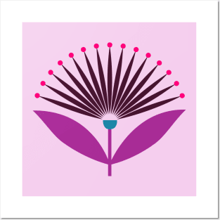 Art deco fan flower in purple Posters and Art